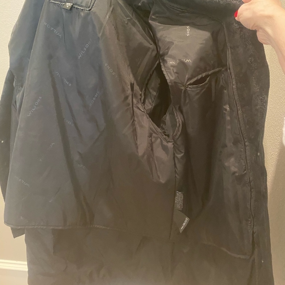 Wilsons Vintage Black Embossed Leather Jacket Coat S M - Picture 8 of 11